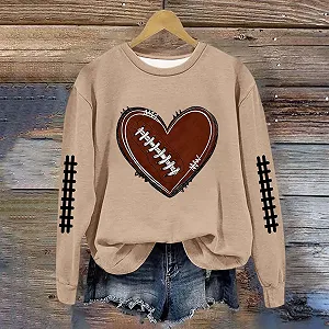 Женский Пуловер с принтом "Mom" и "Game Day" для женщин Графика Футбольный сезон Буква Y2K Футбольный болельщик Gameday Круглый вырез Длинный рукав Атлетический synthetic.ua - Фото 1