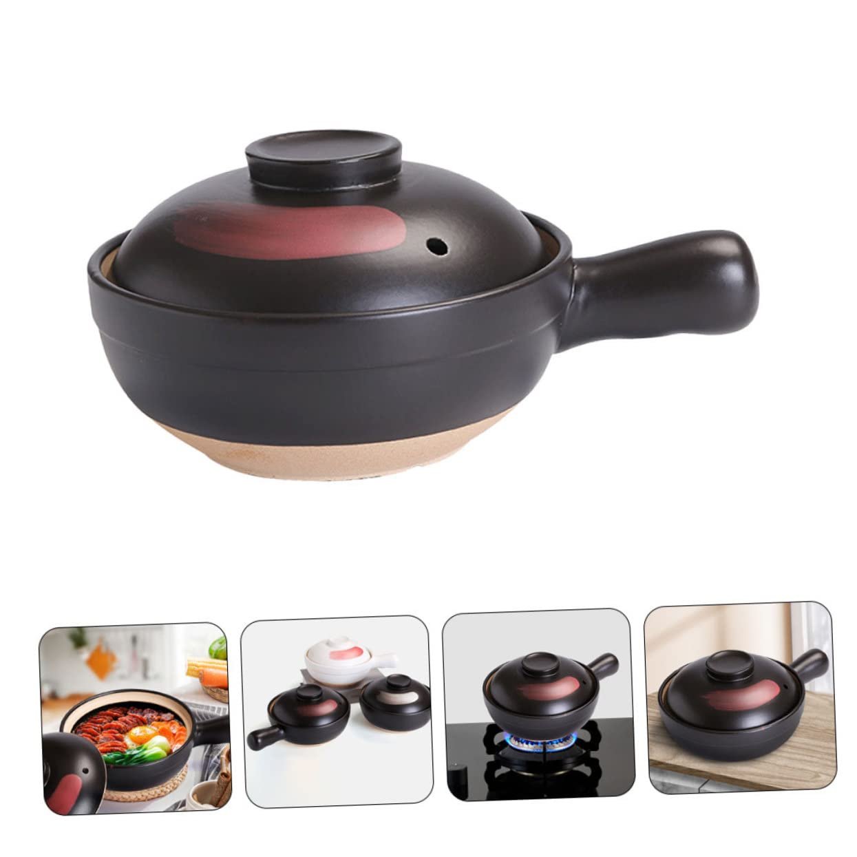 Горщик глиняний для газової плити з антипригарним покриттям Чорний Червоний house, фото №9