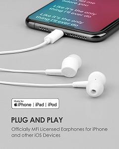 Наушники PALOVUE Lightning Вкладыши Совместимы с iPhone 13 12 11 Pro Max iPhone X XS Max XR iPhone 8 Plus iPhone 7 Plus MFi Сертифицированные с Микрофоном Контроллером synthetic.ua - Фото 1