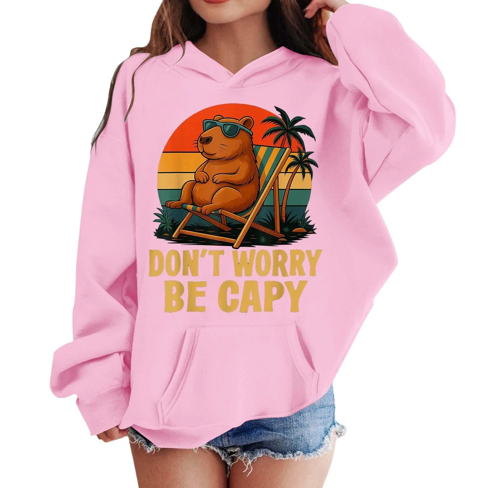 Худи для девочки 152, стильный принт, длинный рукав, с карманом, фото №2