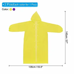 Дощовик PATIKIL 2 шт. Унісекс Потовщений Багаторазовий Водонепроникний Жовтий, Фіолетовий synthetic.ua - Фото 1