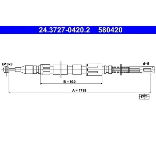 Трос стоянкового гальма ATE 24.3727-0420.2 для MERCEDES-BENZ задній, фото №1