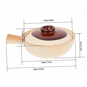 Кассероль керамическая с крышкой терракотовая термостойкая компактная для супа и риса synthetic.ua - Фото 1