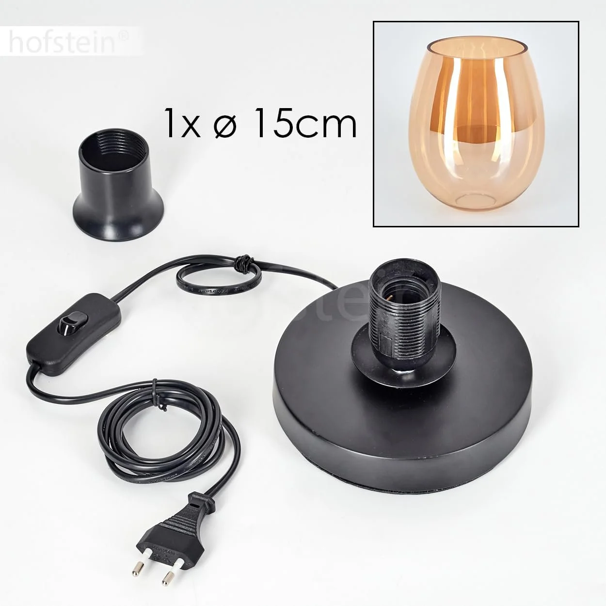 Настільна лампа Koyoto Metal/Glass Modern 15 см E27 Black/Amber, фото №6