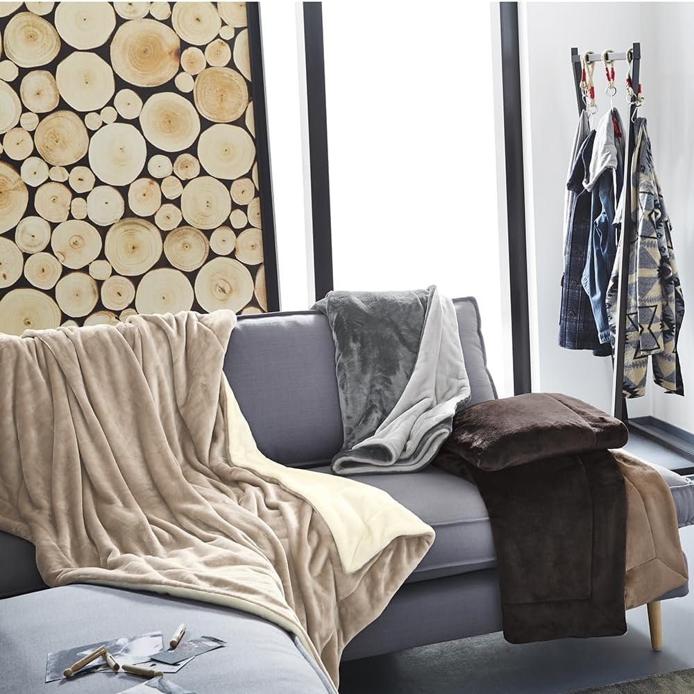 Ковдра s.Oliver Doublesoft М'яка ковдра 150 x 200 см, Супер м'яка та тепла поліестерова флісова ковдра, Світло-сірий, фото №2