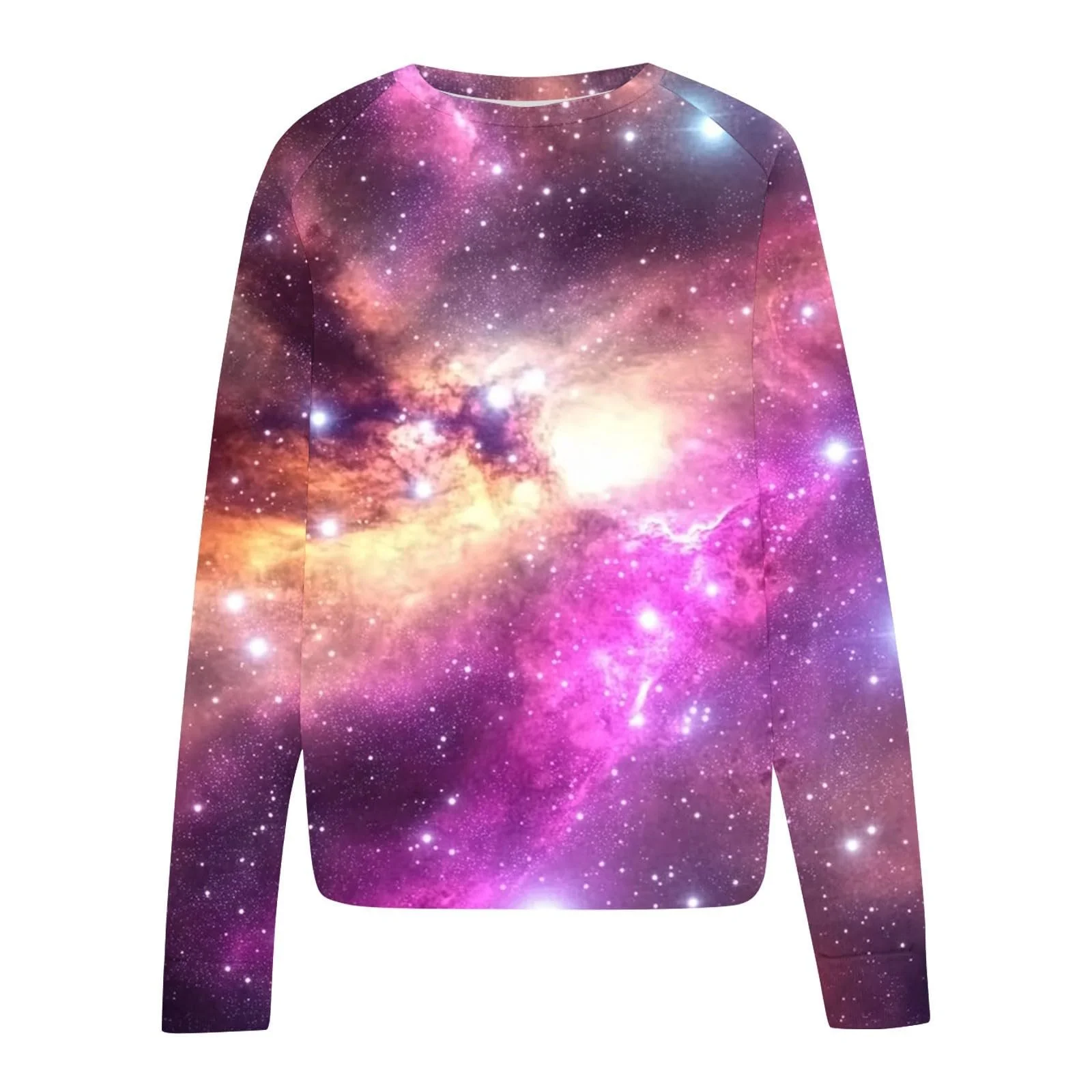 Лонгслив Komiseup Galaxy Женский с длинными рукавами, круглым вырезом, 3D-принтом галактики, модный пуловер со звездным небом, большие размеры, уличная одежда, 17, фото №4