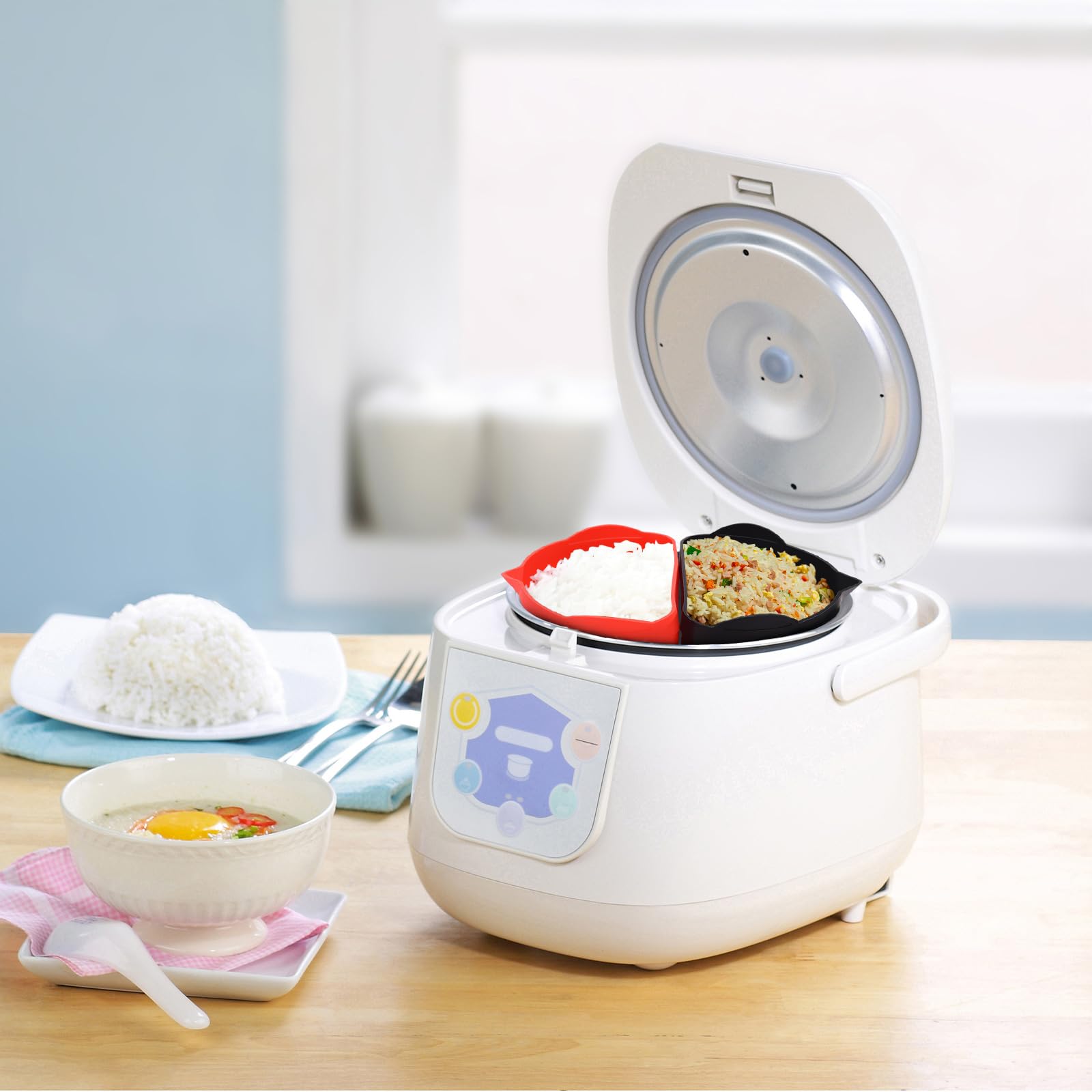Вставки для медленного приготовления подходят для 6QT до 7QT для мультиварки Crock Pot многоразовая силиконовая вкладка разделитель Crock Pot безопасный для мытья в посудомоечной машине красный + черный, фото №6