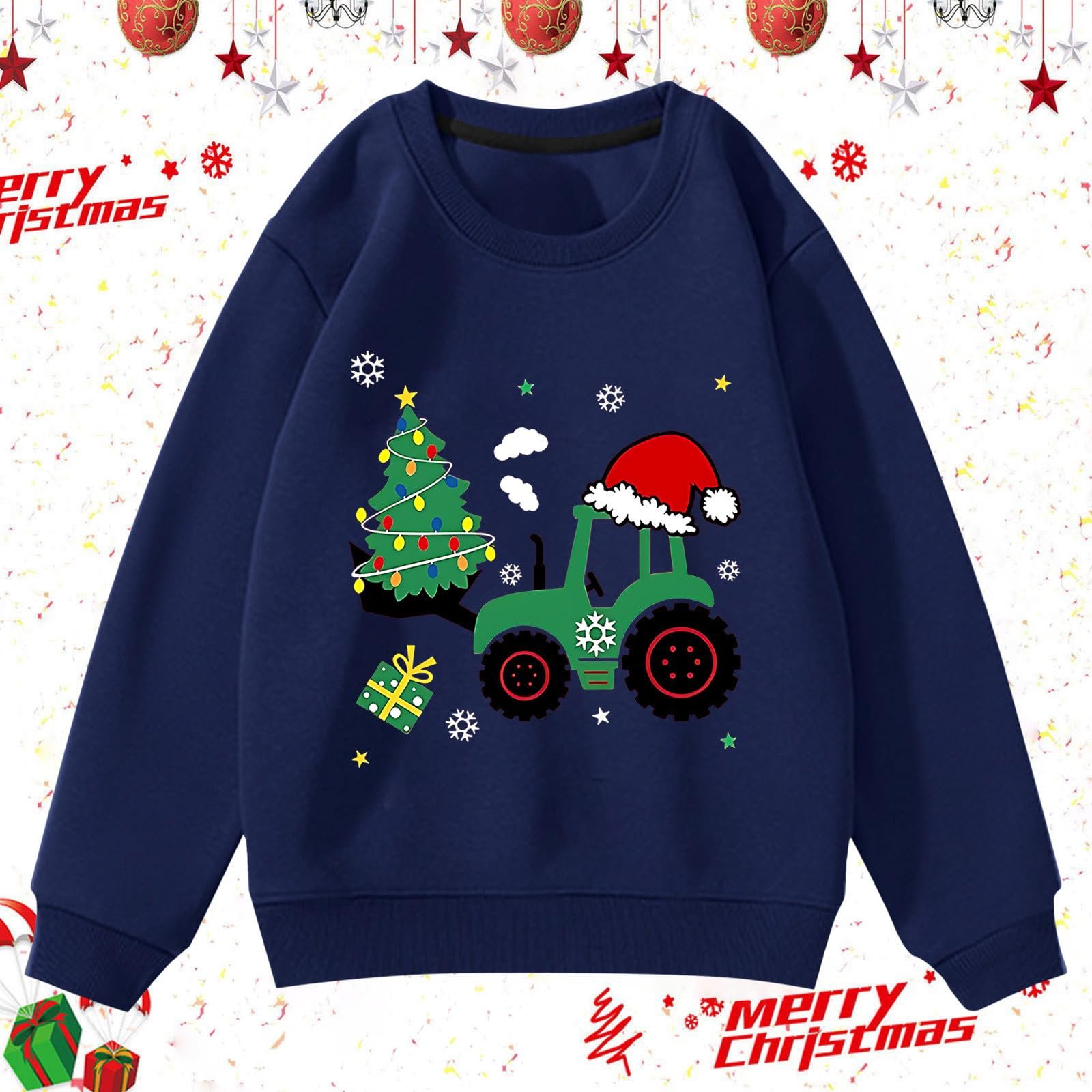 Джемпер Generisch Дитячий Різдвяний Милий Трактор Ялинка Принт, фото №2