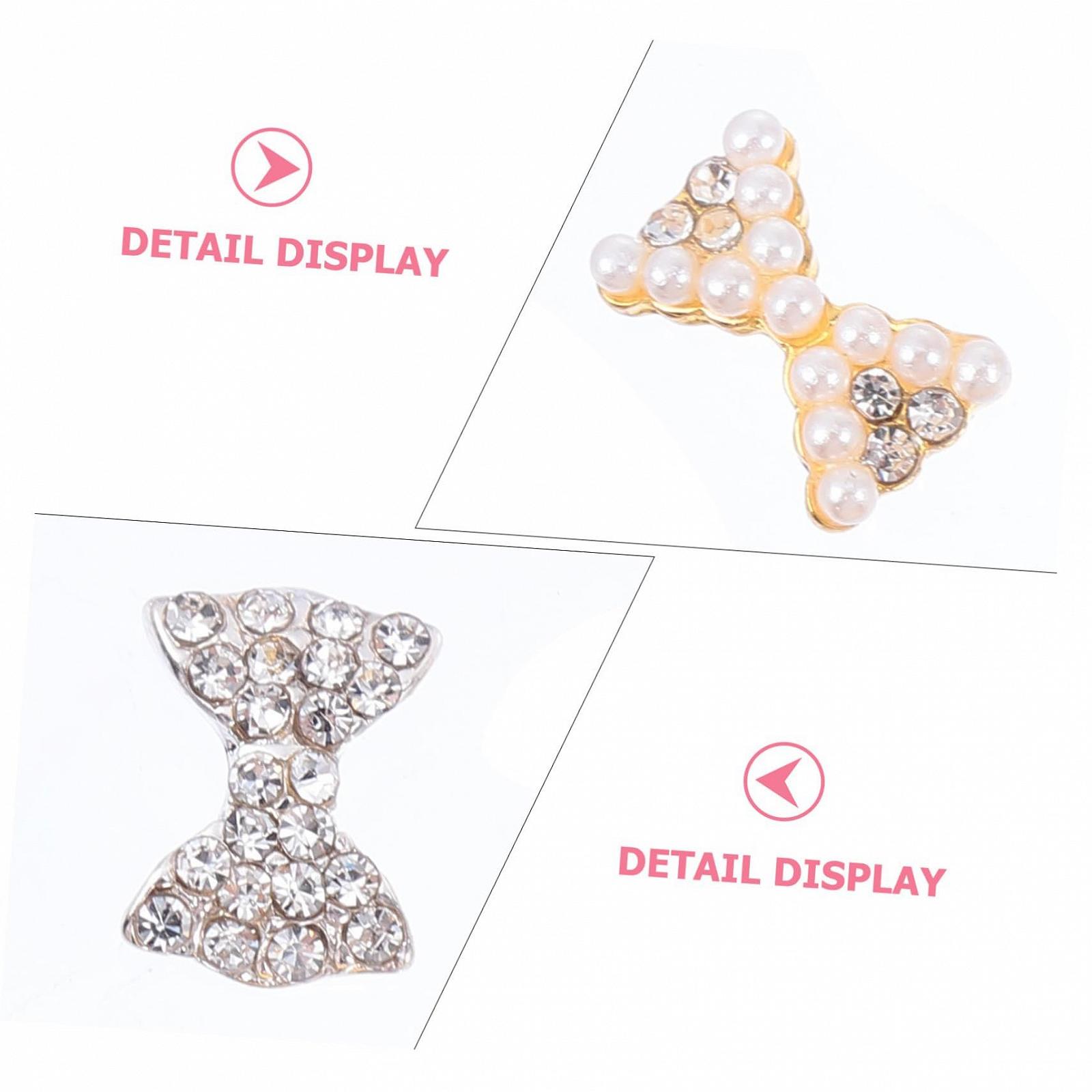 Украшения для ногтей MERRYHAPY, 150 шт. Бриллианты, бантики, блестки, бусины, подвески со стразами, металлические украшения, фото №9