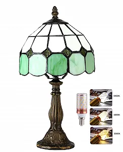 Настільна лампа Tiffany Style Mediterranean вітражне скло 20 см 38 см Зелена synthetic.ua - Фото 1