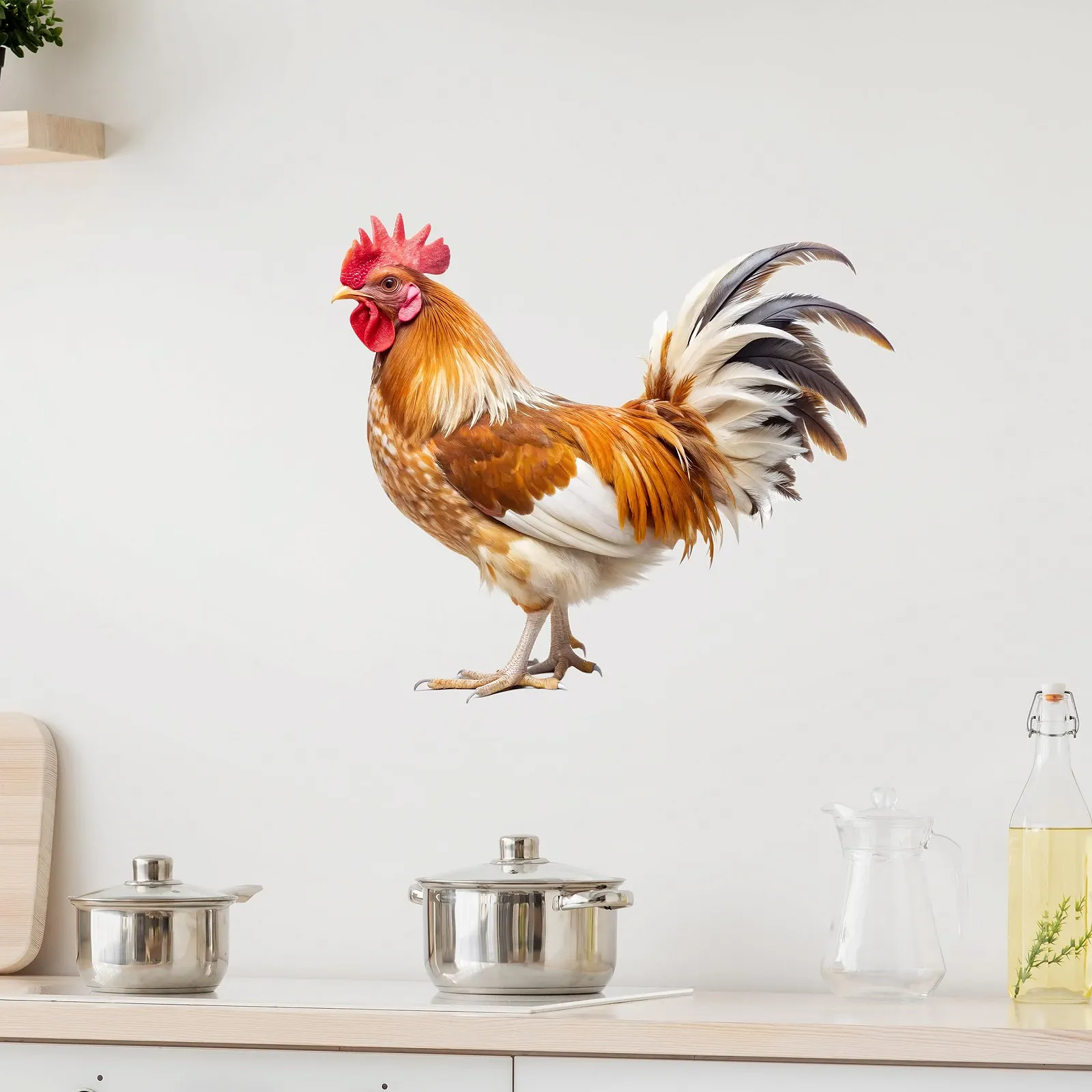 Наклейка на стену GRAZDesign Rooster Chickens 65 x 57 см разноцветный, фото №1