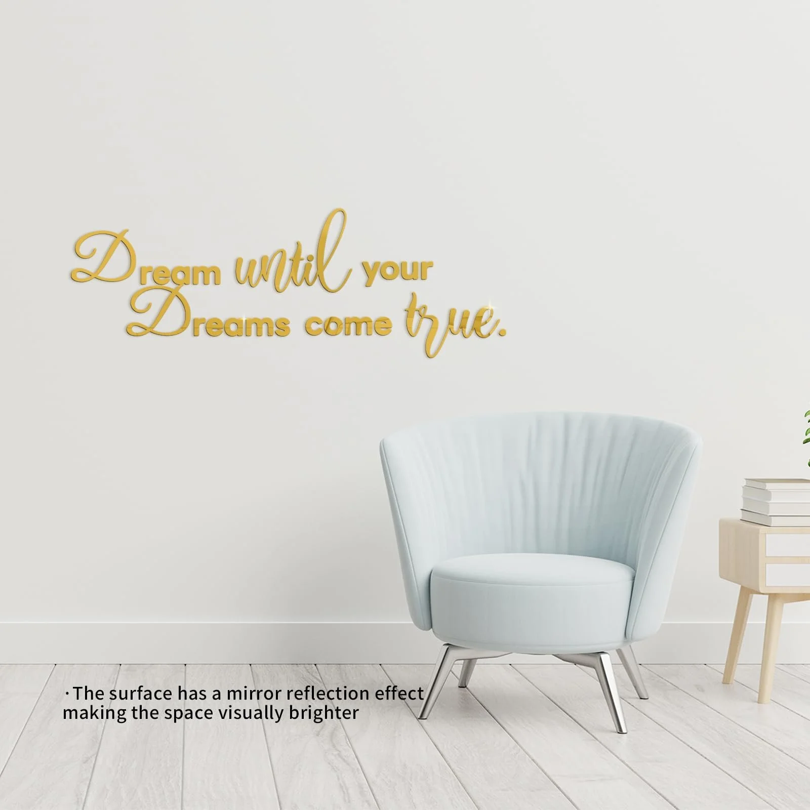Дзеркальна наклейка на стіну Dream Until Your Dreams Come True акрилова мотиваційна 79 x 27 см, фото №5