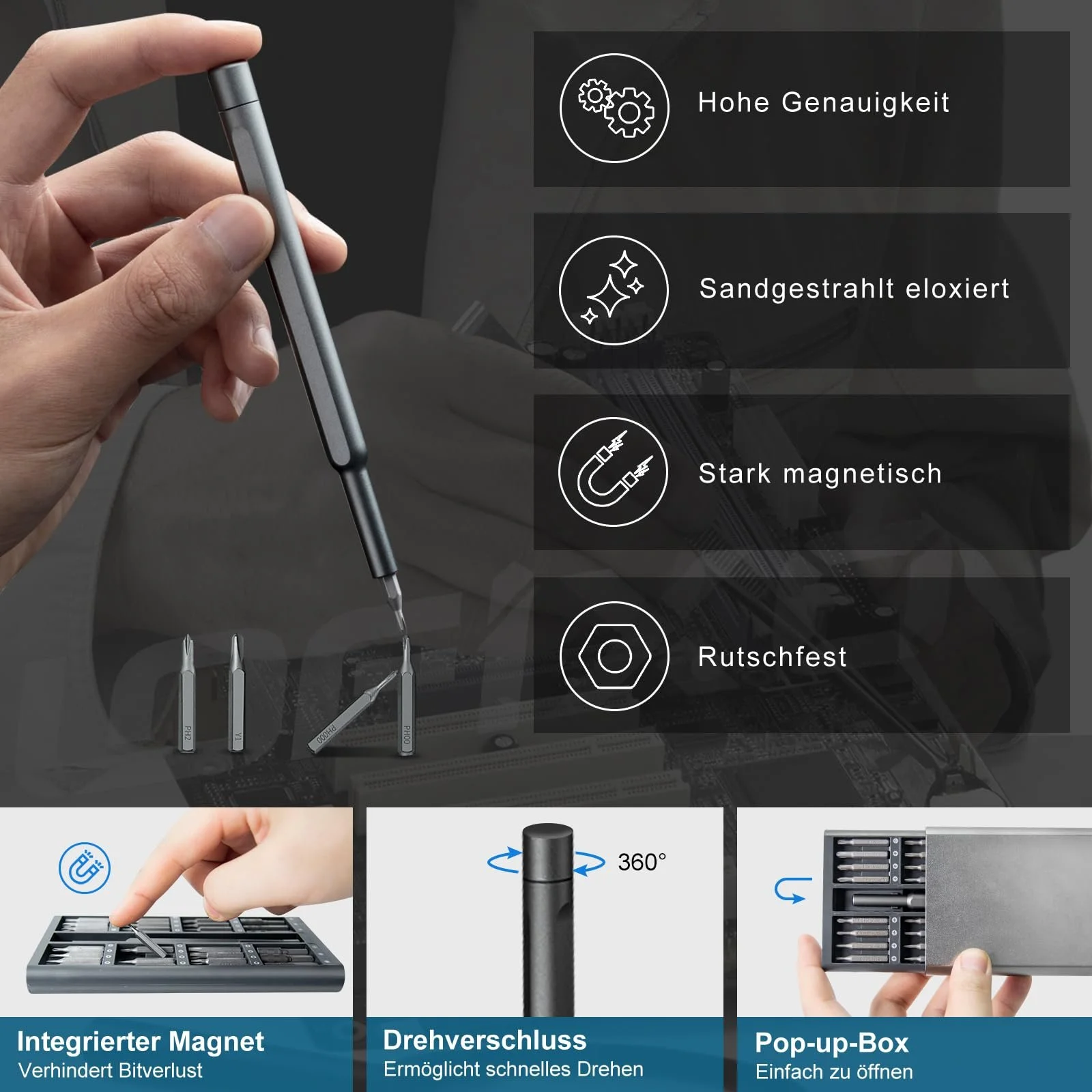 Набір прецизійних викруток 91 шт. зі спуджером та пінцетом для ноутбуків та електроніки, фото №2