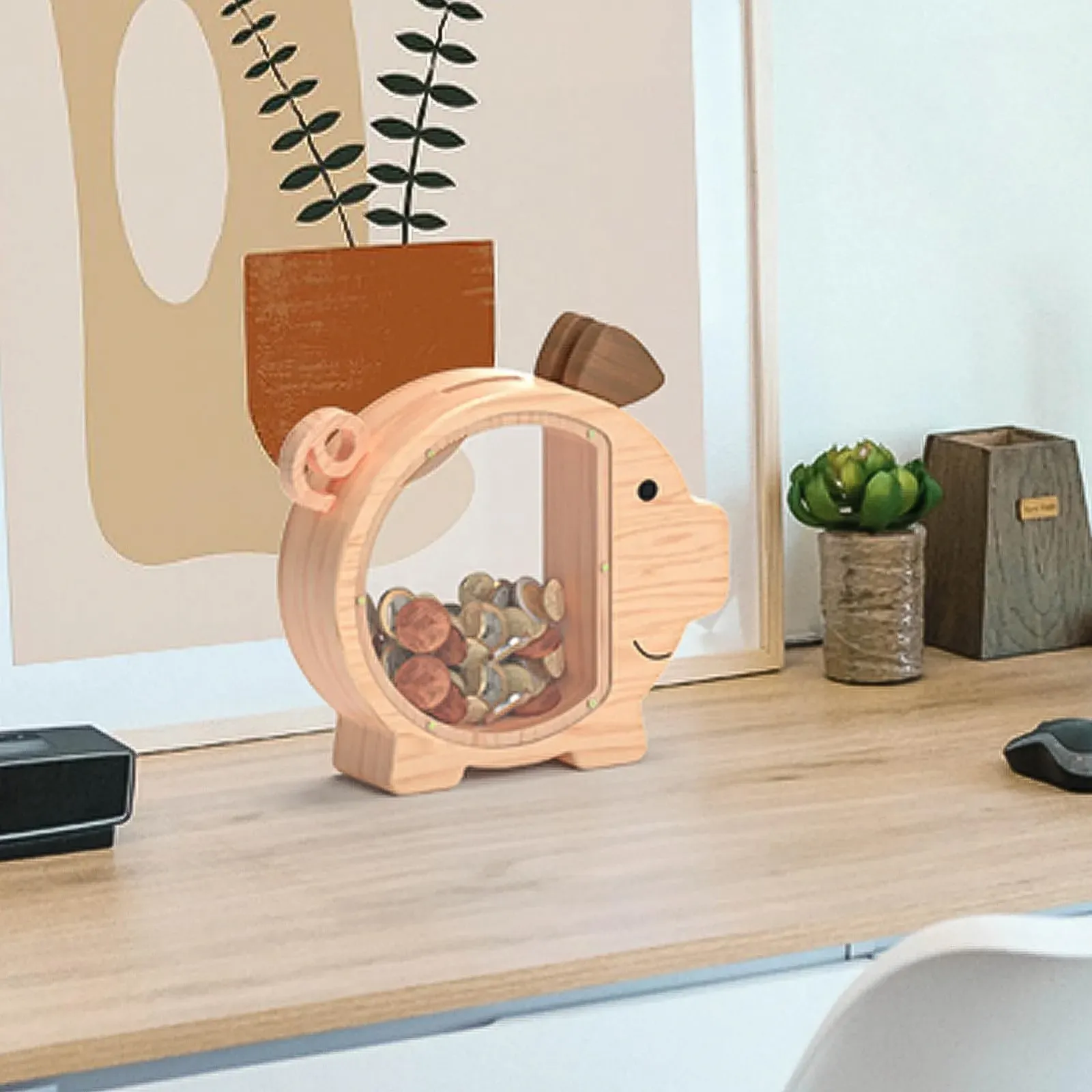 Скарбничка дерев'яна у формі тварини з акрилом, фото №7