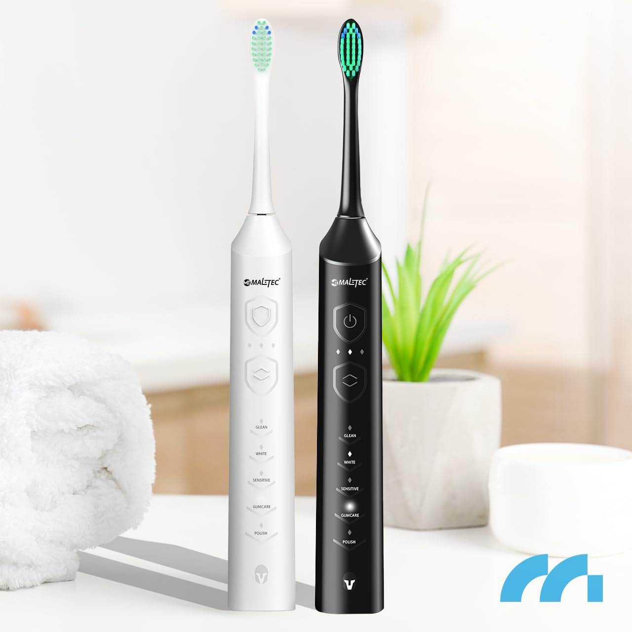 Набір електричних звукових зубних щіток MalTec Sonic 2 шт, 6 режимів, 2 зарядні пристрої, фото №5
