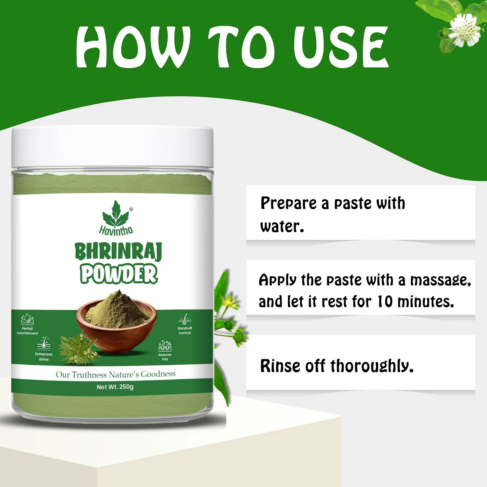 Порошок для роста волос Havintha Bhringraj Питание секущихся кончиков Увлажняющий порошок от перхоти 226.8 г, фото №7 Порошок для роста волос Havintha Bhringraj Питание секущихся кончиков Увлажняющий порошок от перхоти 226.8 г, фото №7