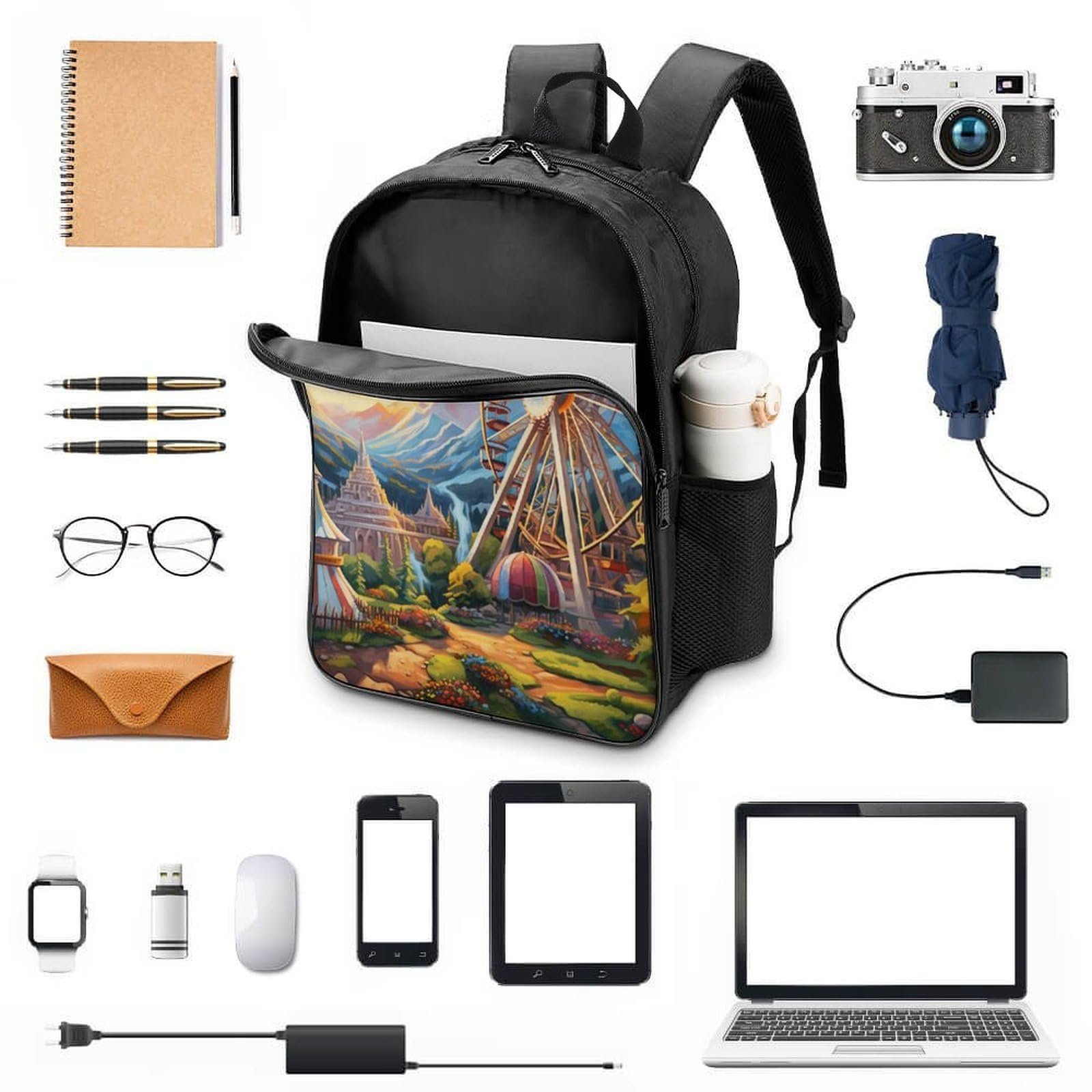 Рюкзак школьный DPEOANEBN Колесо обозрения 40 x 28 x 16 см, Style-6, фото №4