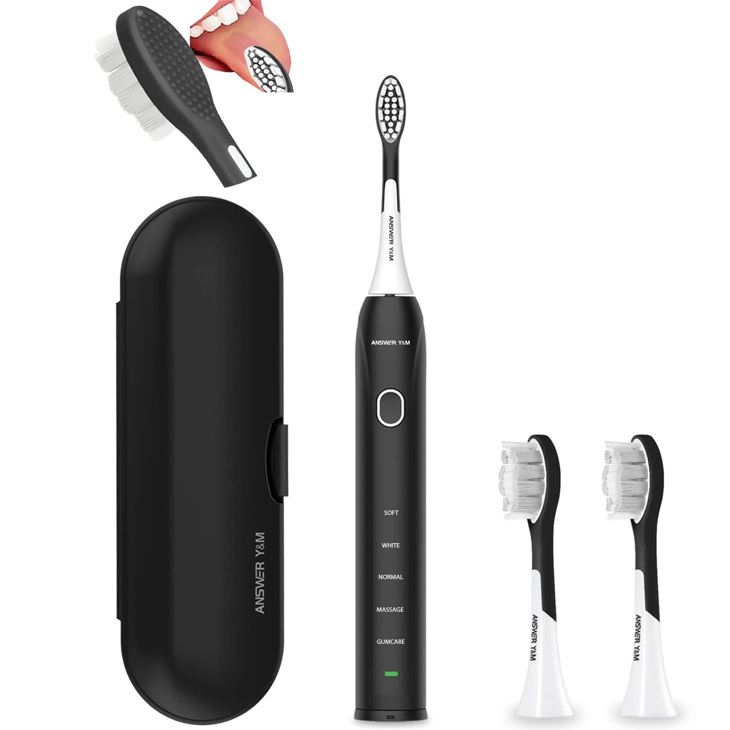 Електрична ультразвукова зубна щітка 39000 VPN Низький рівень шуму Акумулятор на 50 днів Чорна, фото №1