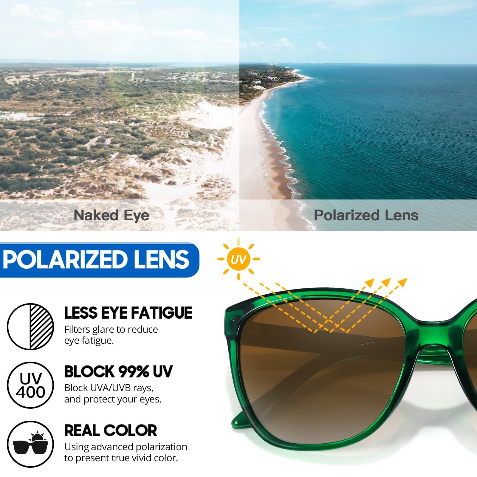 Поляризованные солнцезащитные очки женские Myiaur Кошачий глаз UV400, фото №5