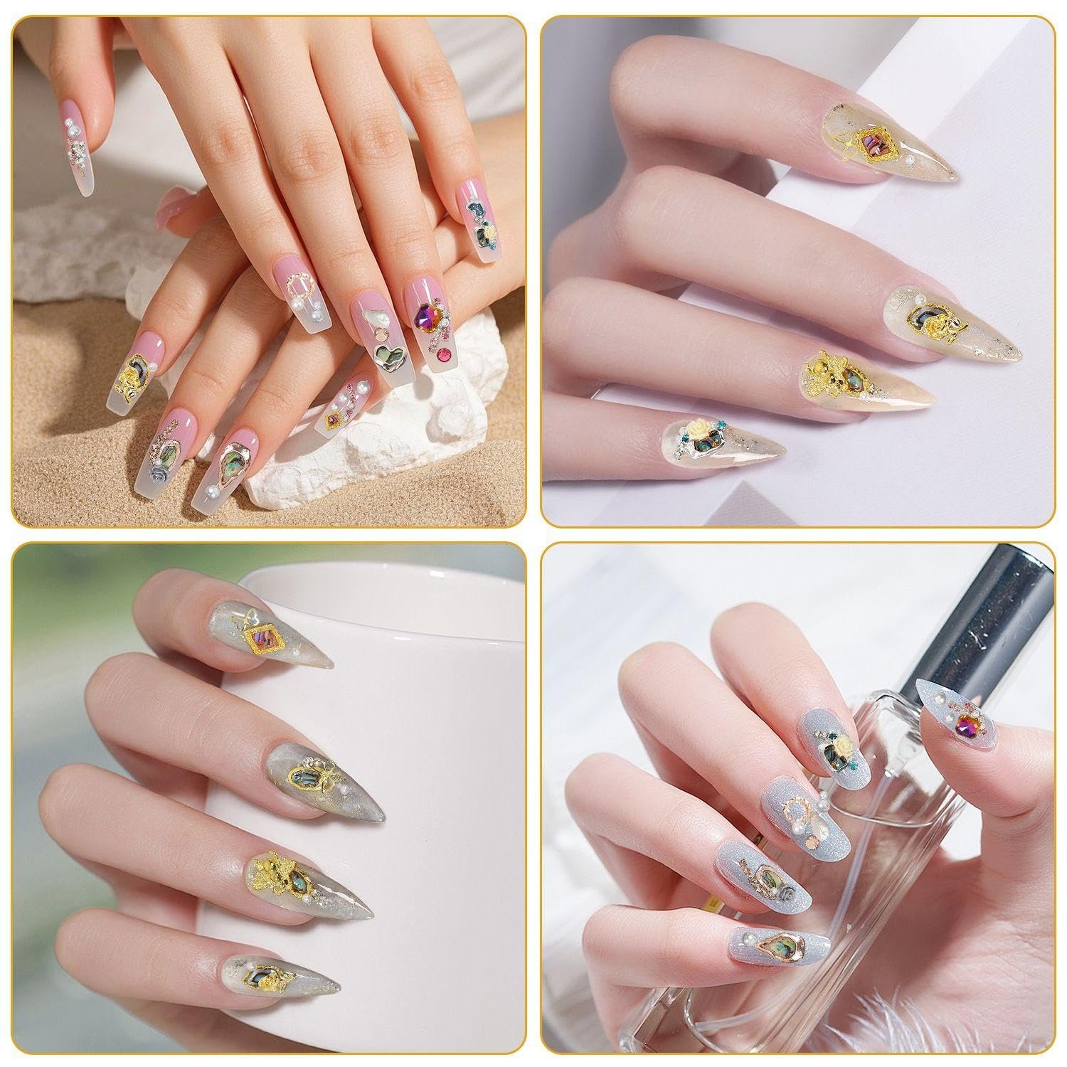 Діаманти для манікюру з піддоном (8 коробок) 3D Стрази, фото №6