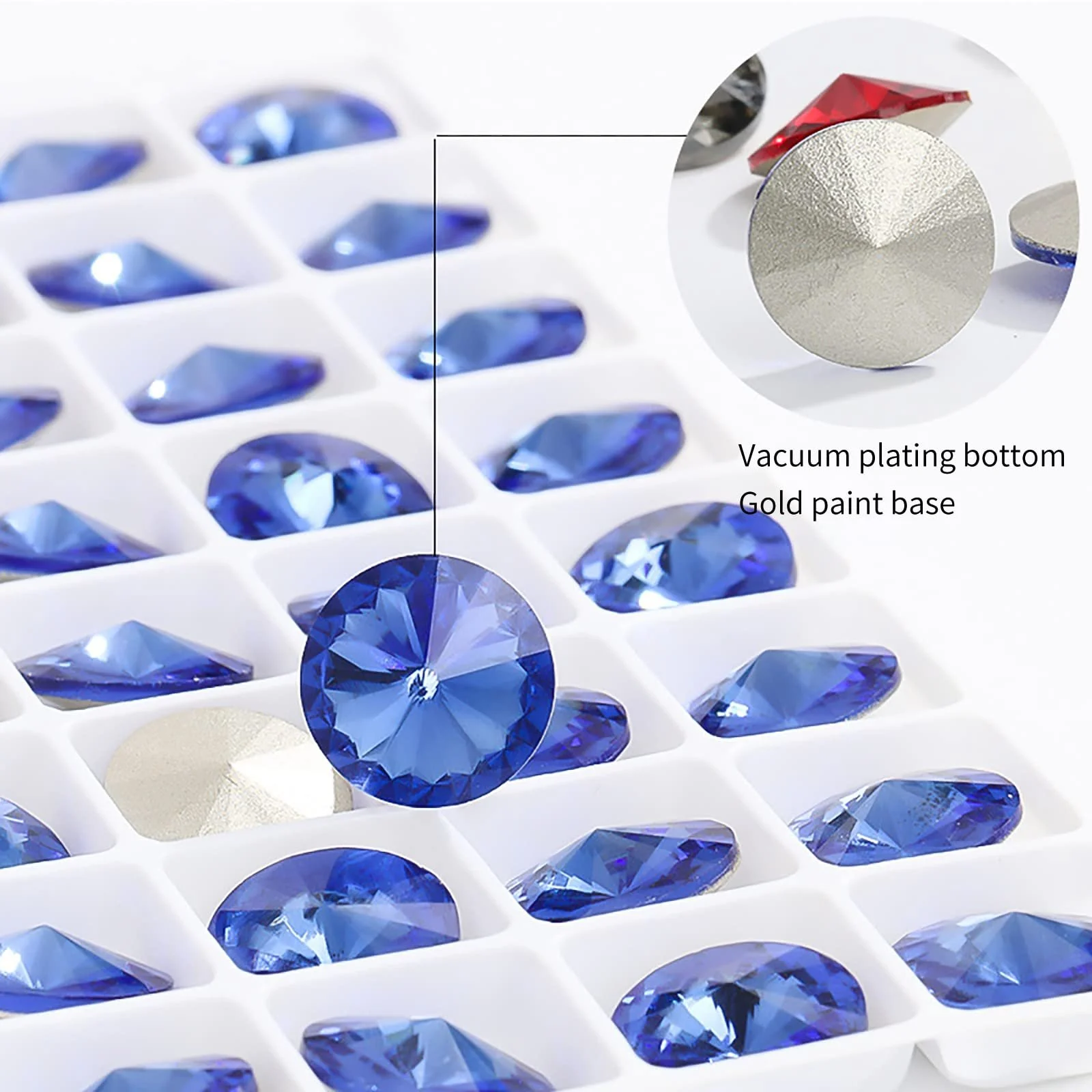 Стразы Круглые для ногтей, 1 шт, 12 мм, случайный цвет, фото №5