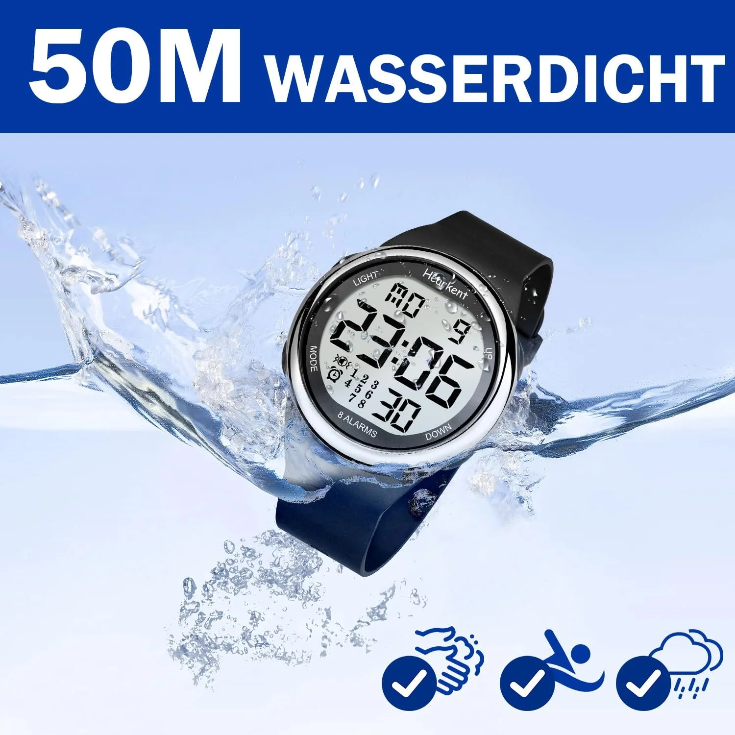 8 Будильников и вибрационный будильник для пожилых людей Напоминание о лекарствах для глухих Часы с большими цифрами и подсветкой, фото №3