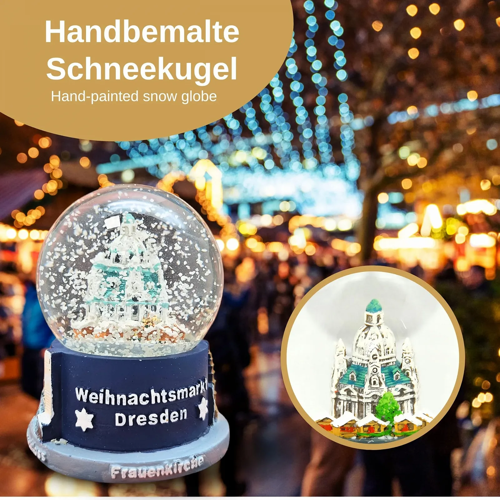 Скляна куля Minium Collection Різдвяний ярмарок Дрезден Striezelmarkt 65 мм Діаметр - 30020 Свічник Різдвяна піраміда, фото №2
