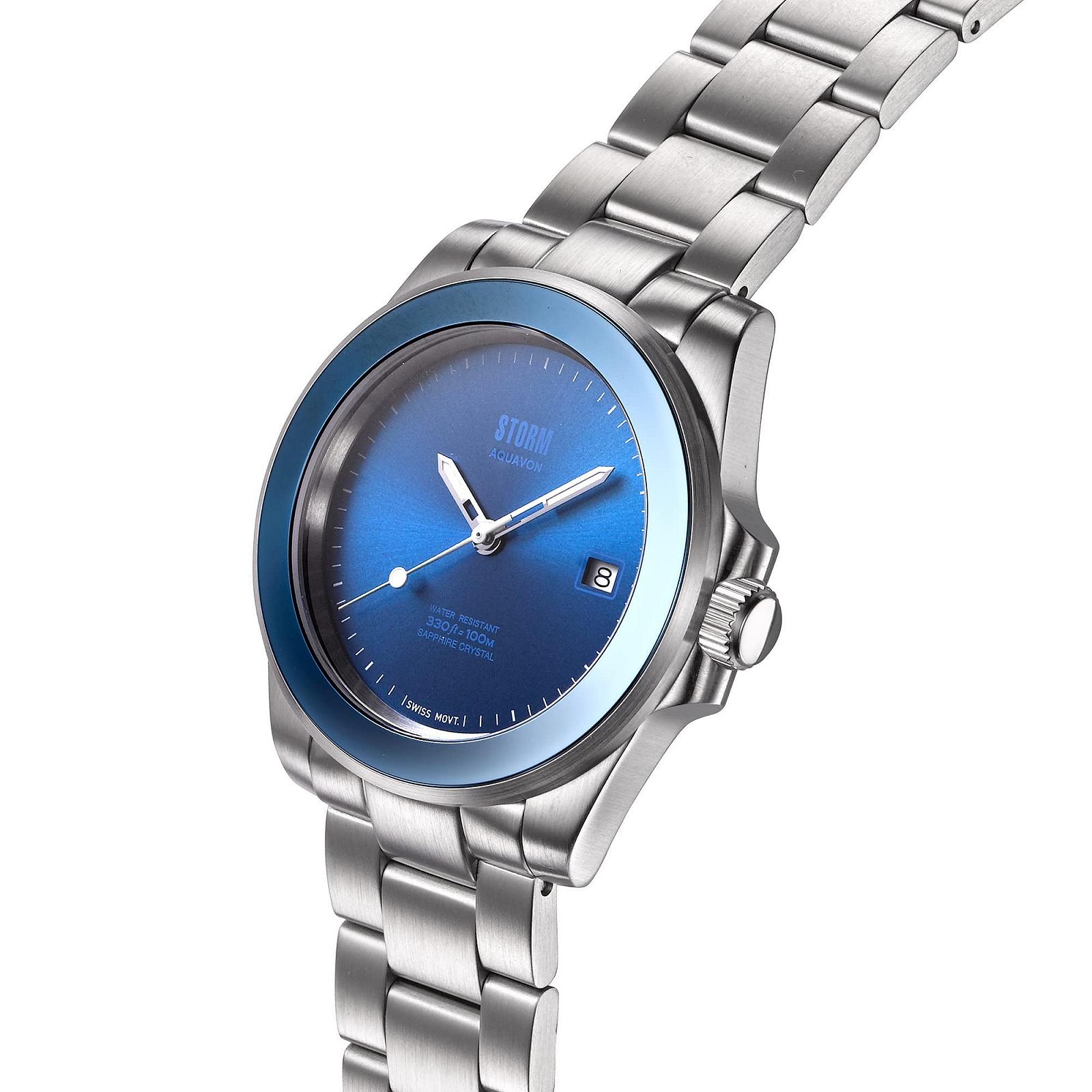 Часы STORM London Aquavon Blue мужские швейцарский механизм сапфировое стекло нержавеющая сталь дата 10 Бар 47440/B синий браслет, фото №2 Часы STORM London Aquavon Blue мужские швейцарский механизм сапфировое стекло нержавеющая сталь дата 10 Бар 47440/B синий браслет, фото №2