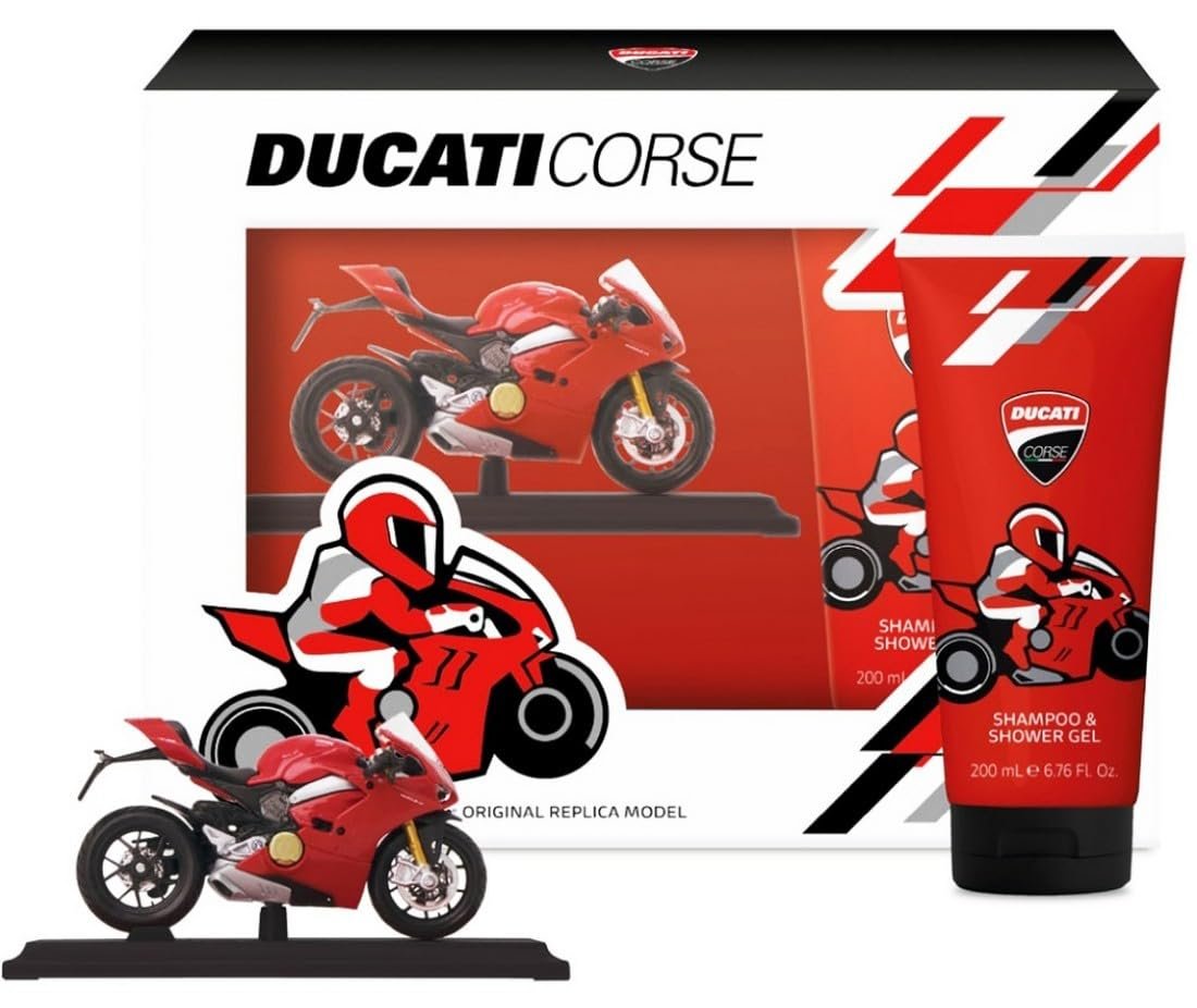 Подарочный набор для детей Ducati Corse Kids пена для душа 200 мл + модель мотоцикла, фото №1