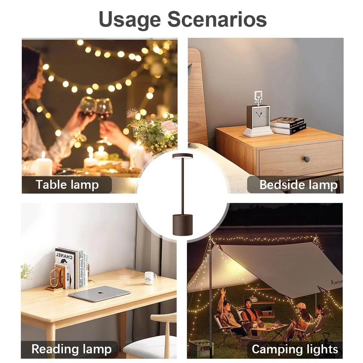 Настільна лампа LED 5000 mAh Бездротова Акумуляторна USB з регулюванням яскравості 3 режими кольору, фото №5