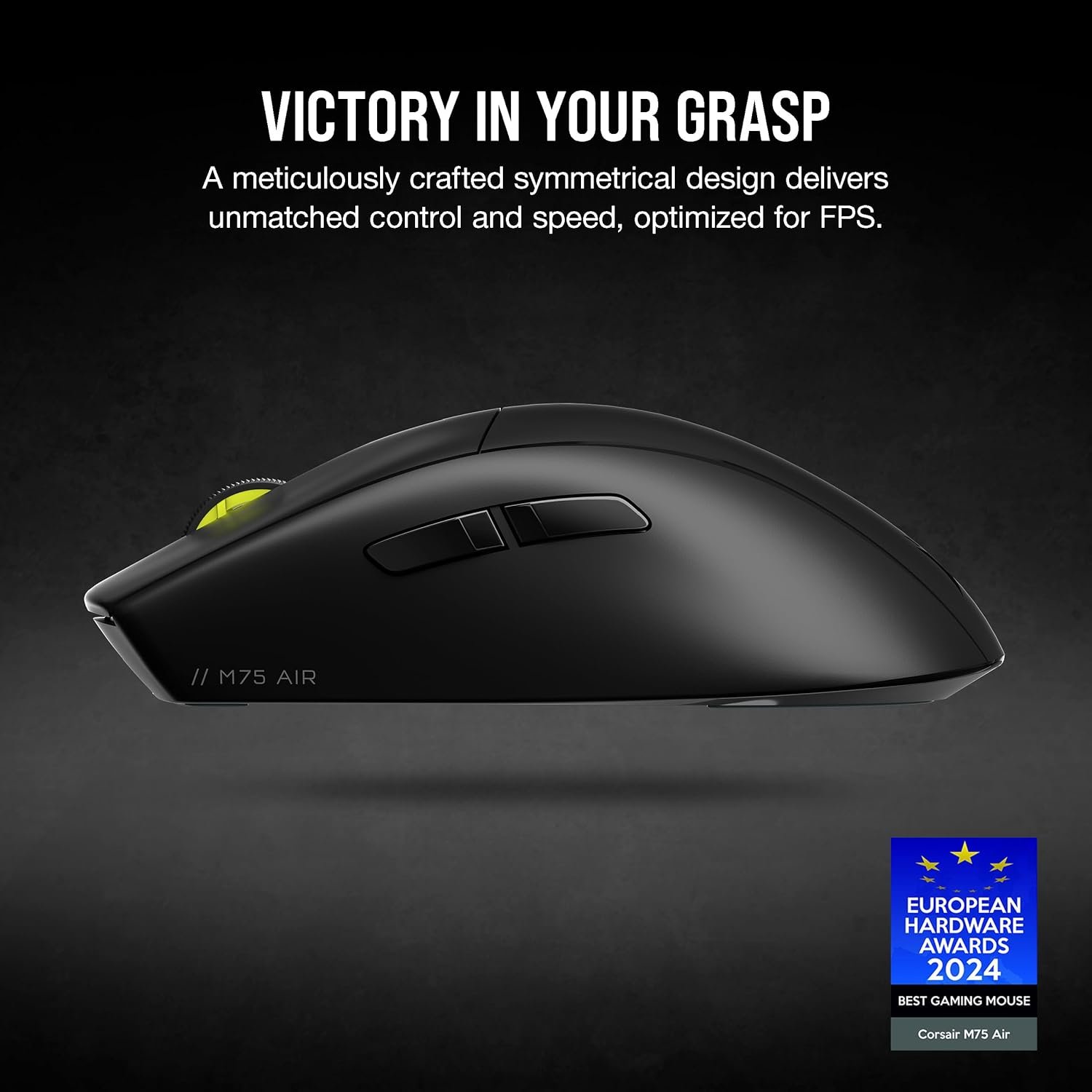 Ігрова бездротова миша Corsair M75 AIR Wireless / Bluetooth / Радіоканал / 26000 DPI / 4 кнопок / Чорна (CH-931D100-EU), фото №7