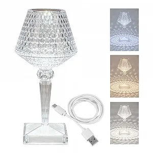 Настільна лампа Ideen mit Herz Diamond LED з ефектом кришталю 26 см димована акумуляторна synthetic.ua - Фото 1