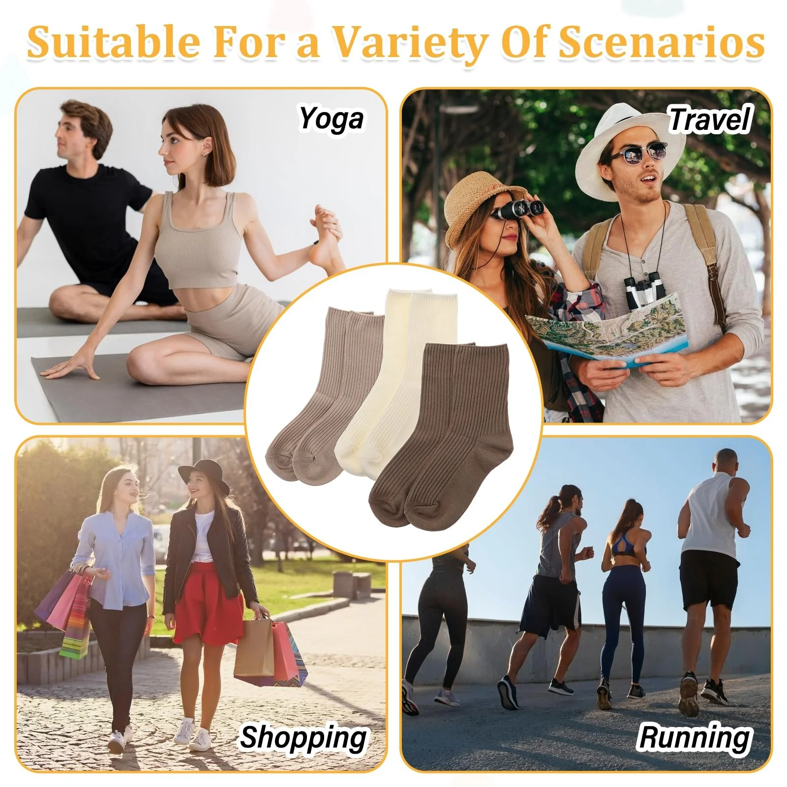 Женские носки Vin Beauty, 3 пары, разноцветные хлопковые, дышащие, влагоотводящие хлопковые носки, хлопковые носки для женщин, подходят для спорта, отдыха, фото №7