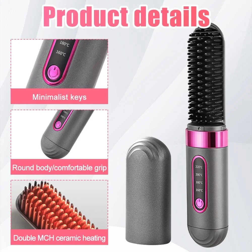 Щітка-вирівнювач для волосся Mineup Wireless 4000 mAh 160°C-220°C Ionic, фото №3 Щітка-вирівнювач для волосся Mineup Wireless 4000 mAh 160°C-220°C Ionic, фото №3