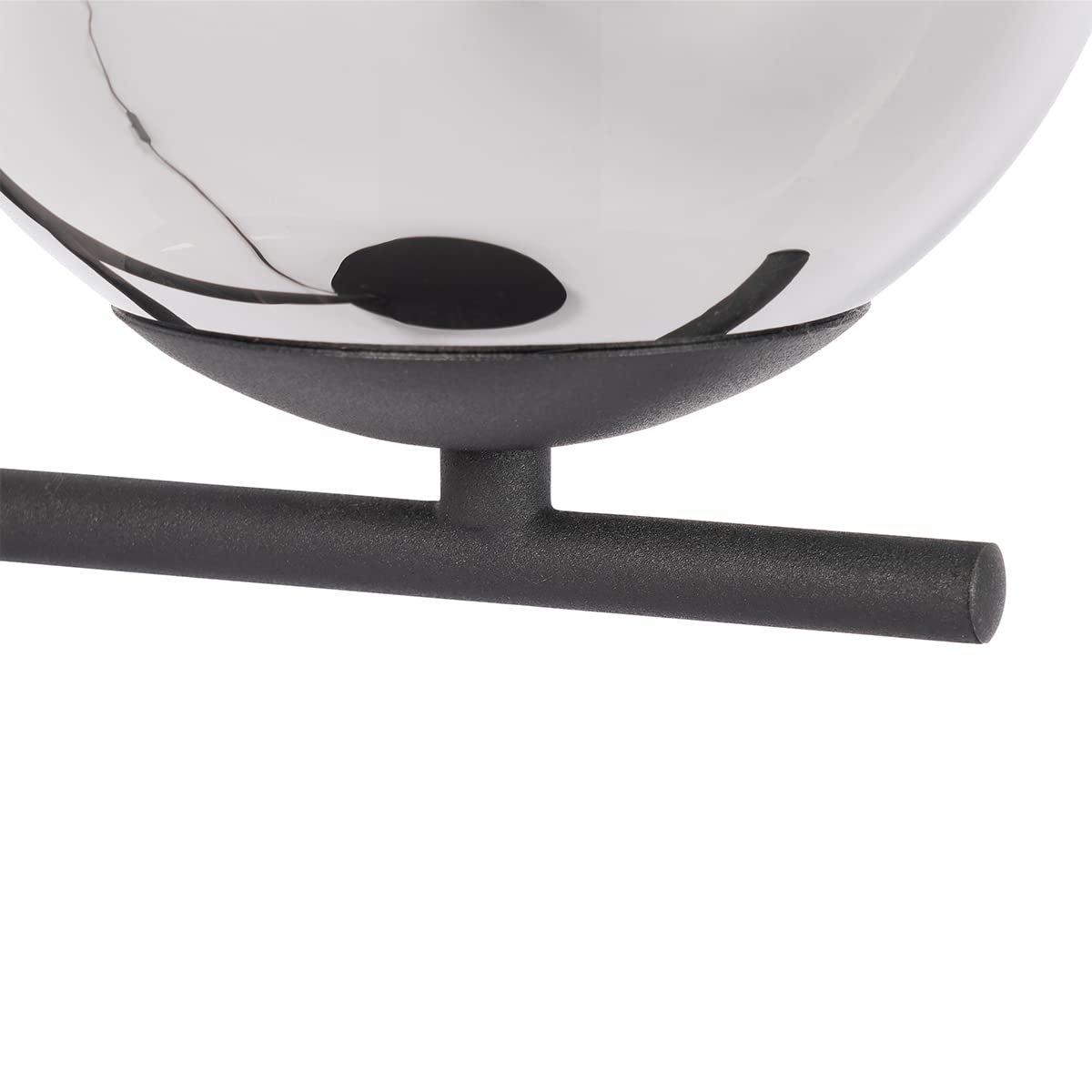 Настільна лампа Qazqa Design Art Deco Flore Чорна Димчасте скло Сталева куля E14, фото №3