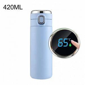 Розумний термос з датчиком температури і дисплеєм Vacuum 420 мл синьою synthetic.ua - Фото 1