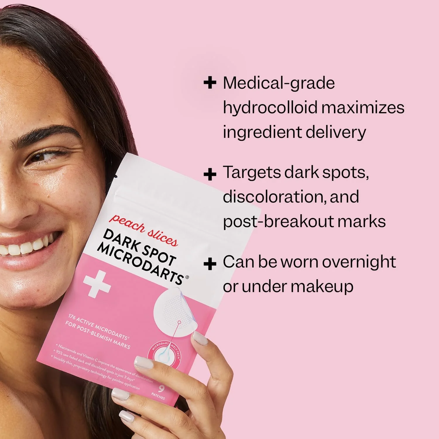 Патчи Peach Slices MicroDarts от темных пятен Ниацинамид, витамин C, гиалуроновая кислота и Cica | Веганские | 9 патчей, фото №3