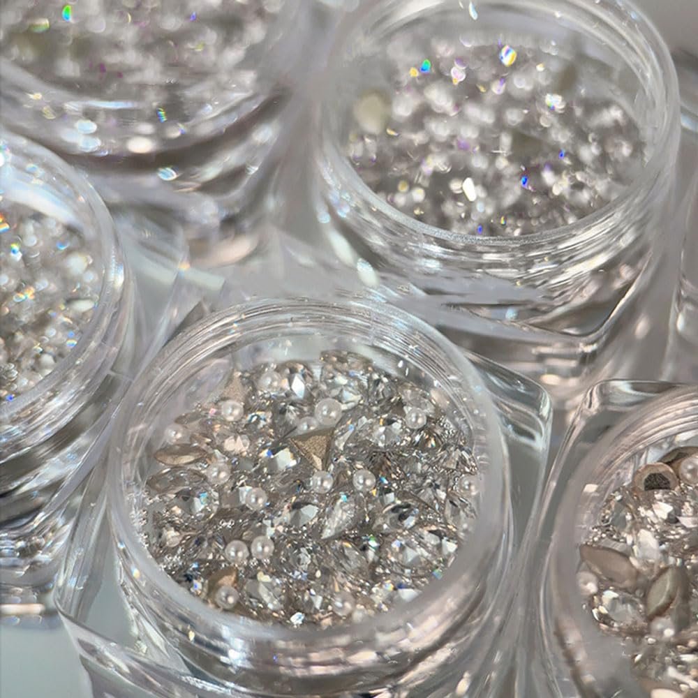 Різні форми Білі Стрази для нігтів, фото №5