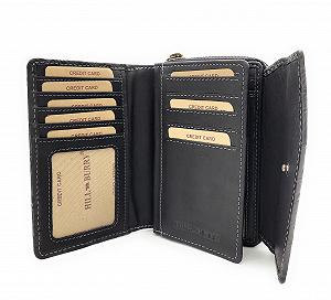 Кошелек Hill Burry Женский Кожаный Цветочный с RFID/NFC защитой, черный, кошелек для монет synthetic.ua - Фото 1