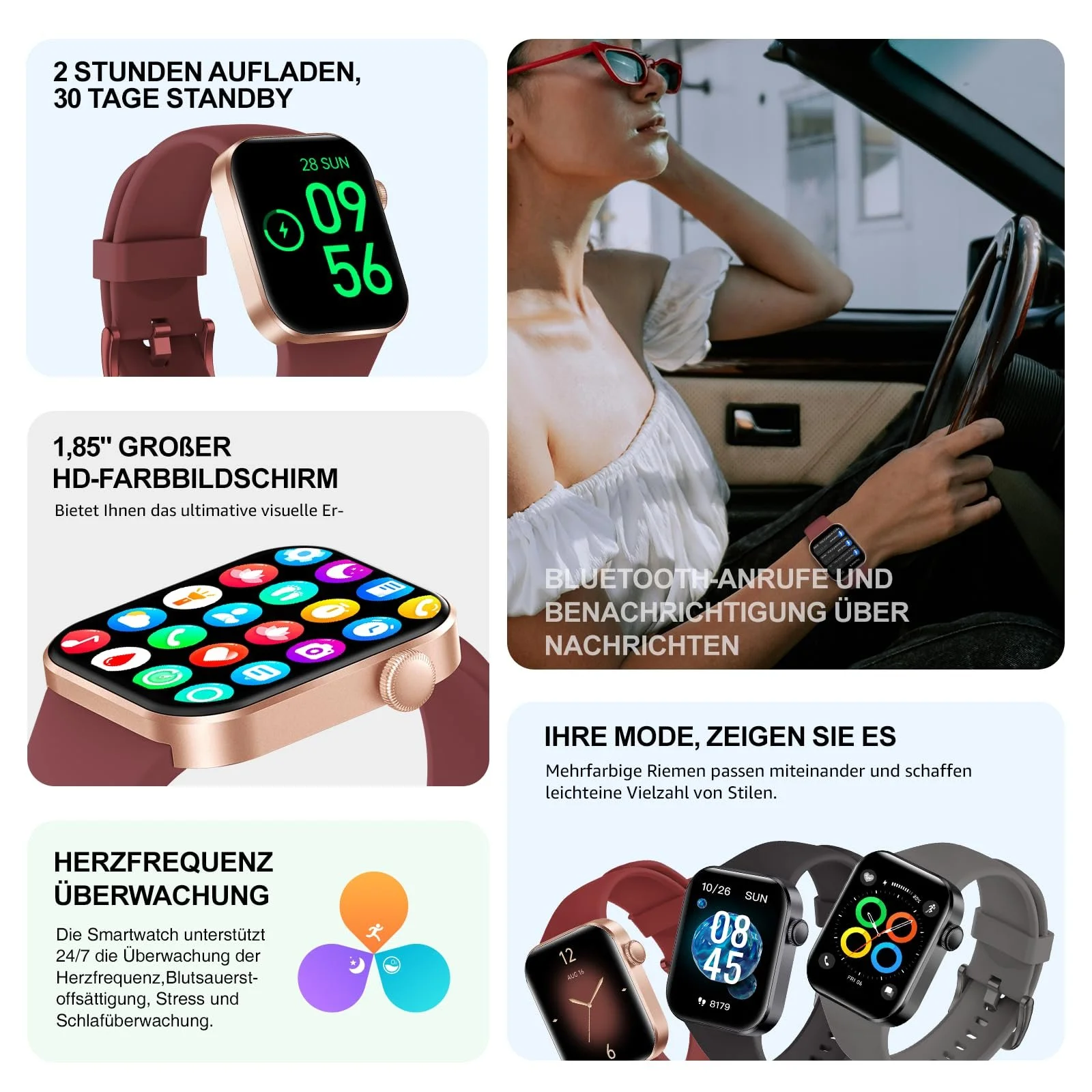 Смартгодинник 1.85 Inch HD Дисплей з функцією телефону, 140+ спортивних режимів, фото №4