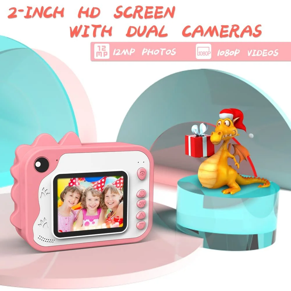 Цифровая камера мгновенной печати 1080P 2.4" с картой памяти 32GB, 3 рулонами бумаги и 5 фломастерами Черно-белая, фото №5