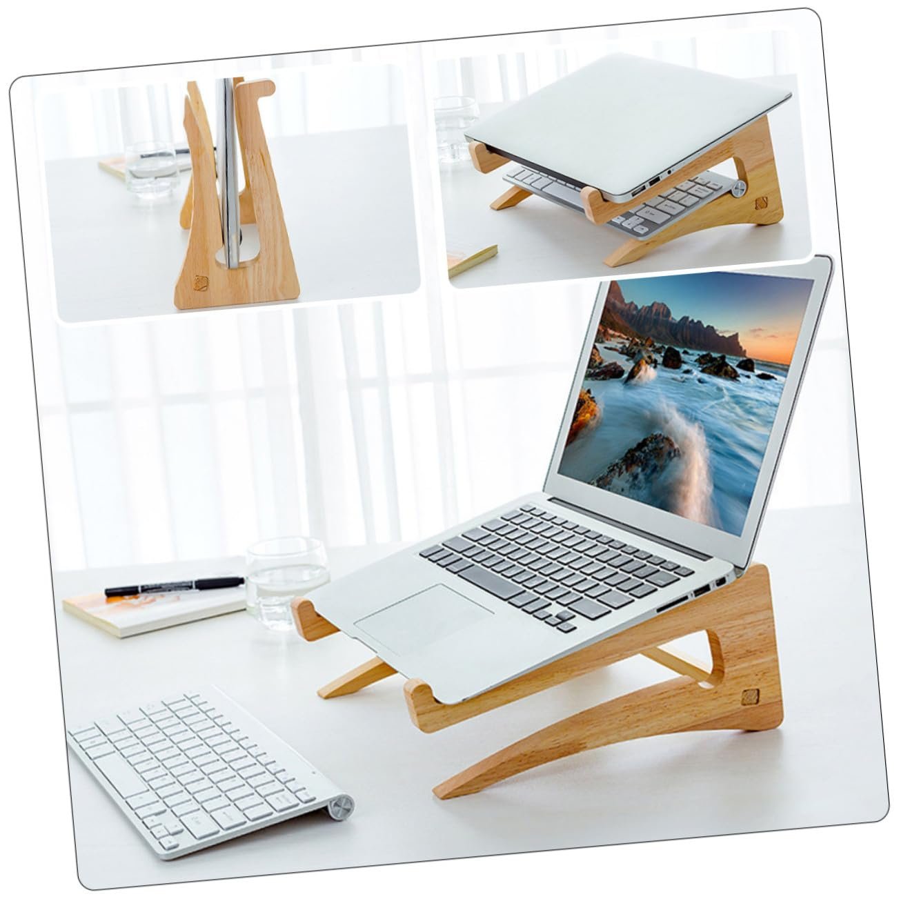 Подставка для ноутбука TEHAUX Деревянная Подставка для компьютера для стола Натуральная Подставка для ноутбука, фото №5 Подставка для ноутбука TEHAUX Деревянная Подставка для компьютера для стола Натуральная Подставка для ноутбука, фото №5