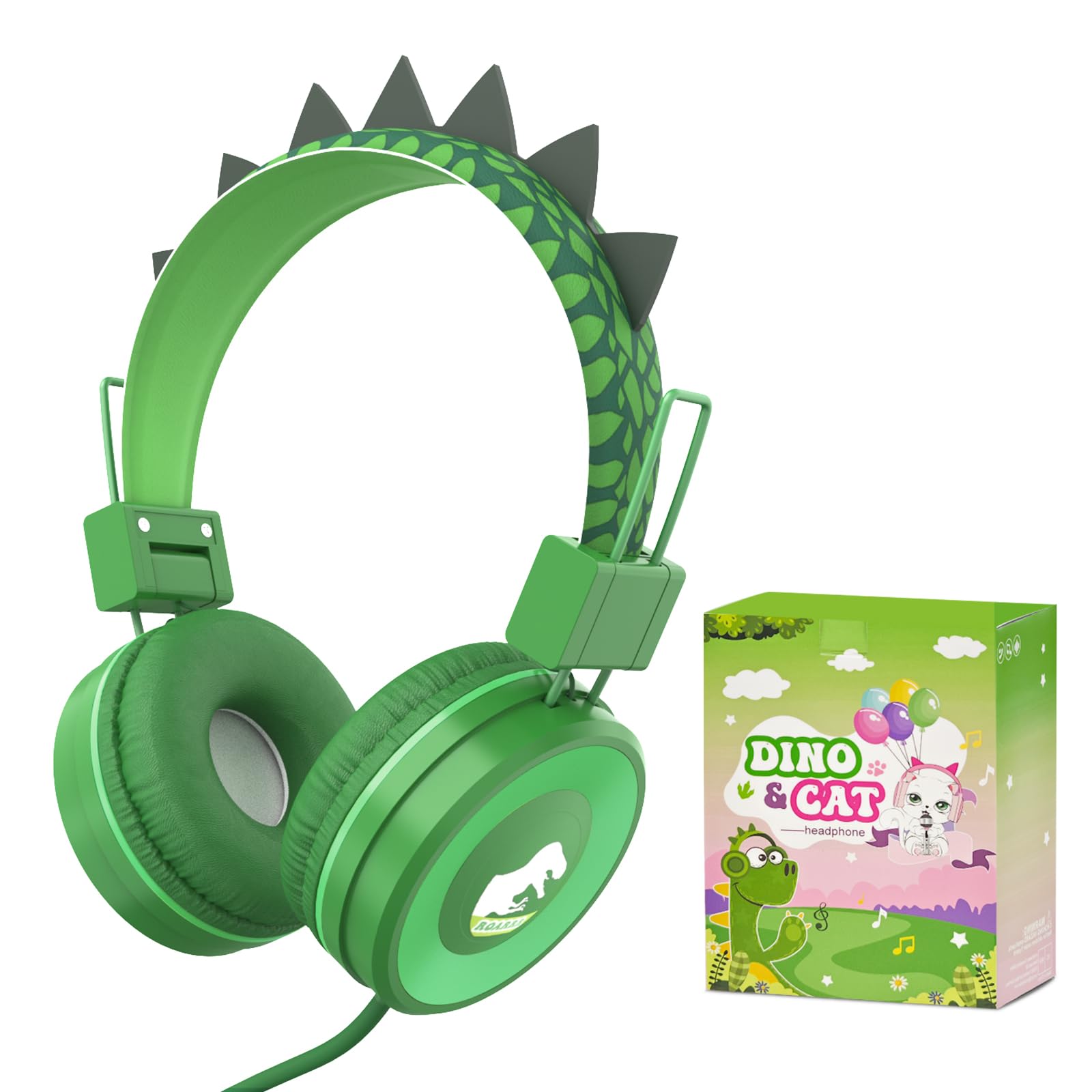 Навушники JYPS Дитячі Динозавр Wired Регульовані 3.5 мм з мікрофоном Зелені, фото №1 Навушники JYPS Дитячі Динозавр Wired Регульовані 3.5 мм з мікрофоном Зелені, фото №1