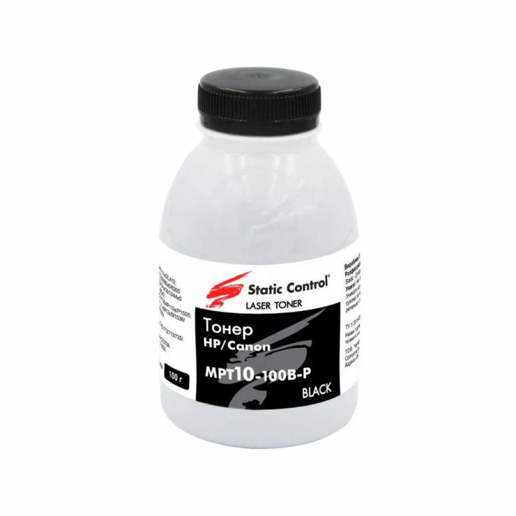 Тонер HP/Canon 100г фасовка Static Control (MPT10-100B-P) 462283, фото №1