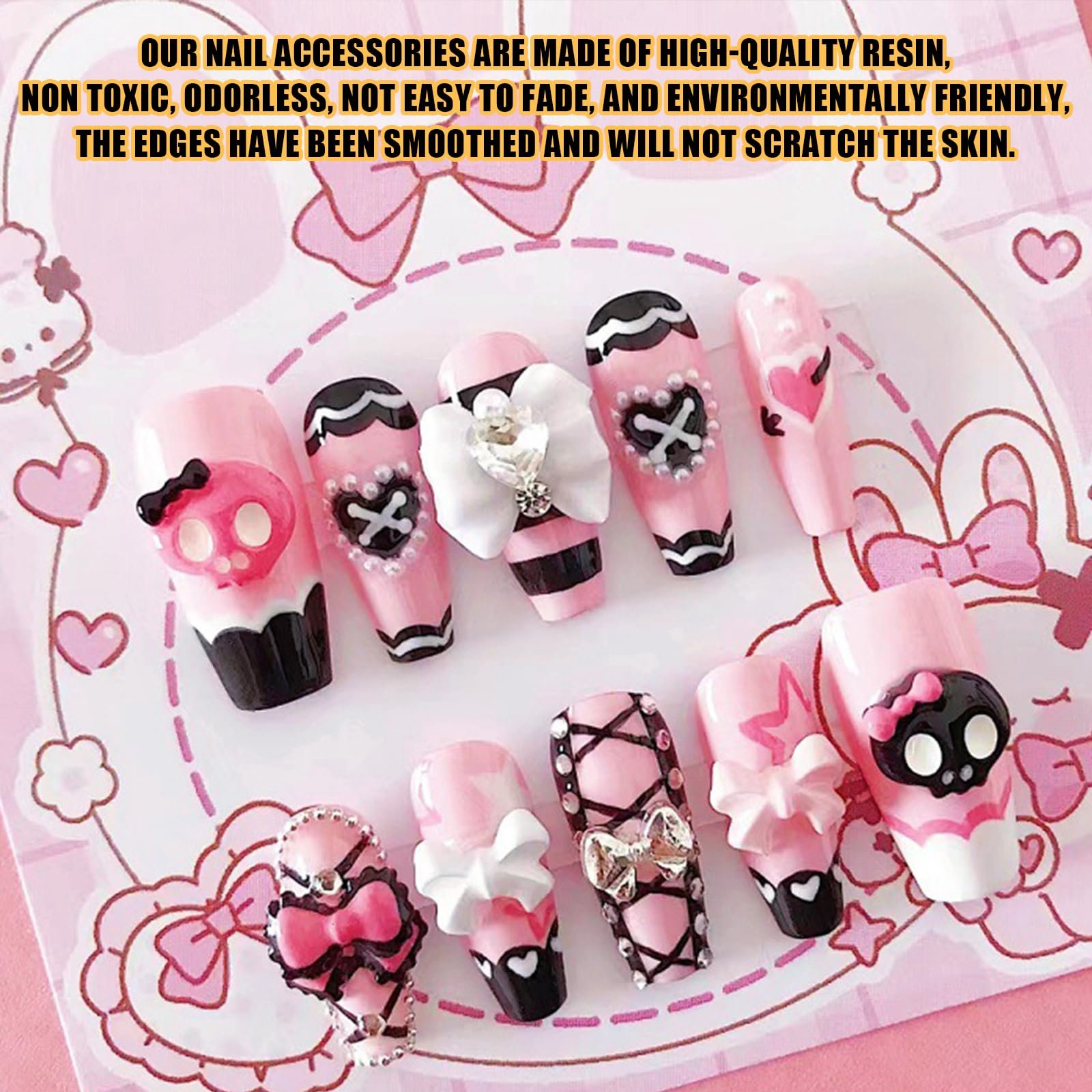 3D Хэллоуинские черепа для ногтей, 60 шт., украшения для ногтей в виде черепов для Хэллоуинской вечеринки, DIY украшения для ногтей, фото №3