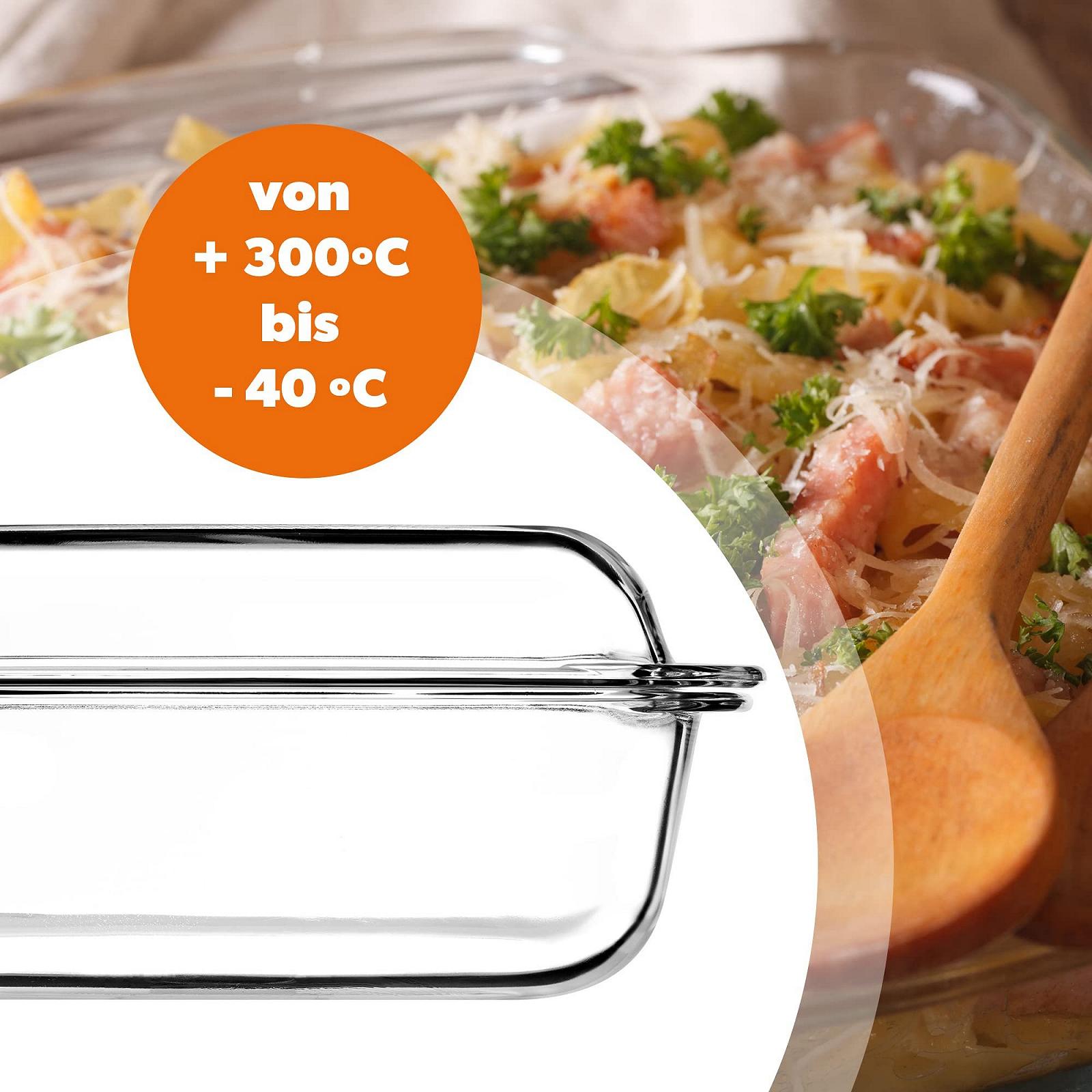 Форма для запікання KADAX з кришкою та ручками 5.1 л прямокутна скляна термостійка, фото №4