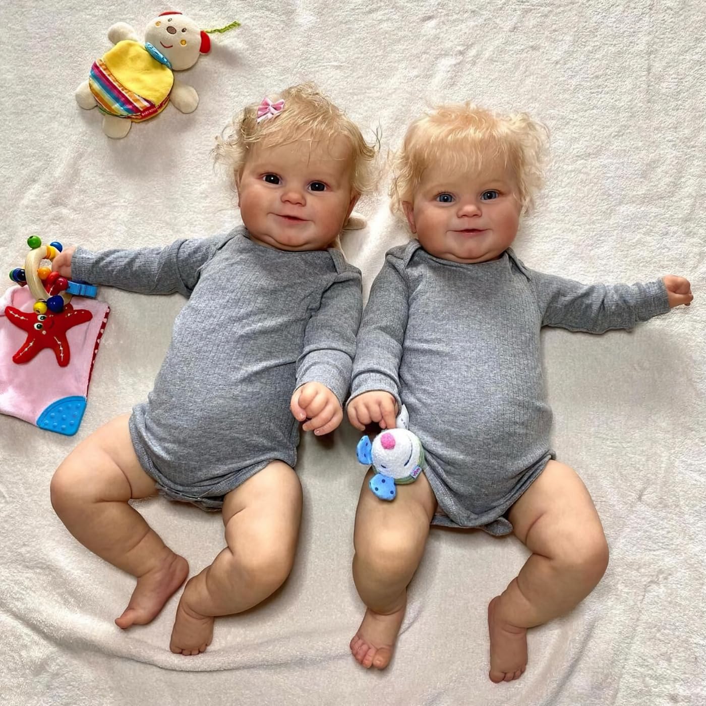 Лялька MineeQu Lifelike Reborn Baby Dolls Collectible Doll 24-дюймова Рожеве волосся Біляве волосся, фото №3