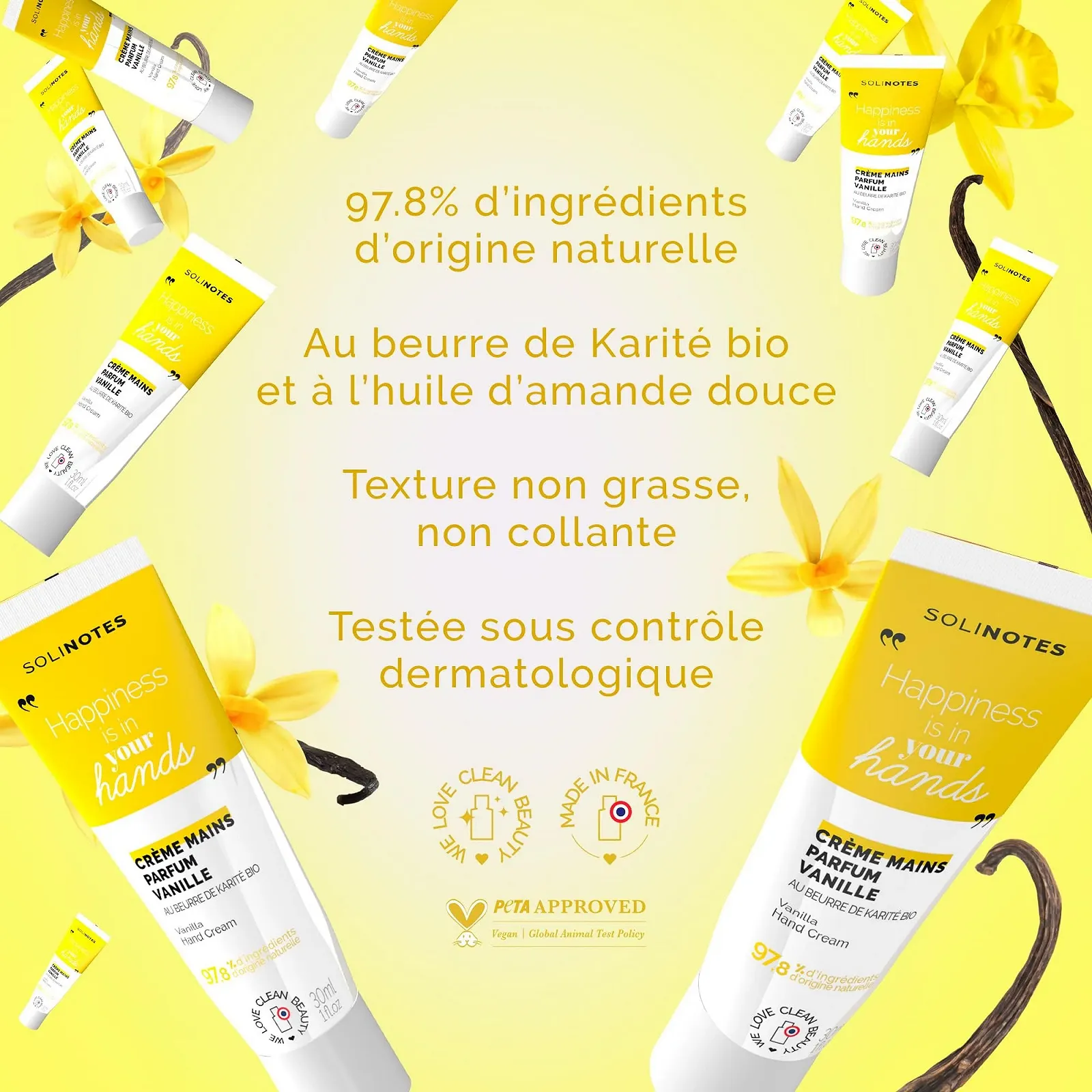 Крем для рук Solinotes Vanilla з маслом ши 30 мл, фото №5