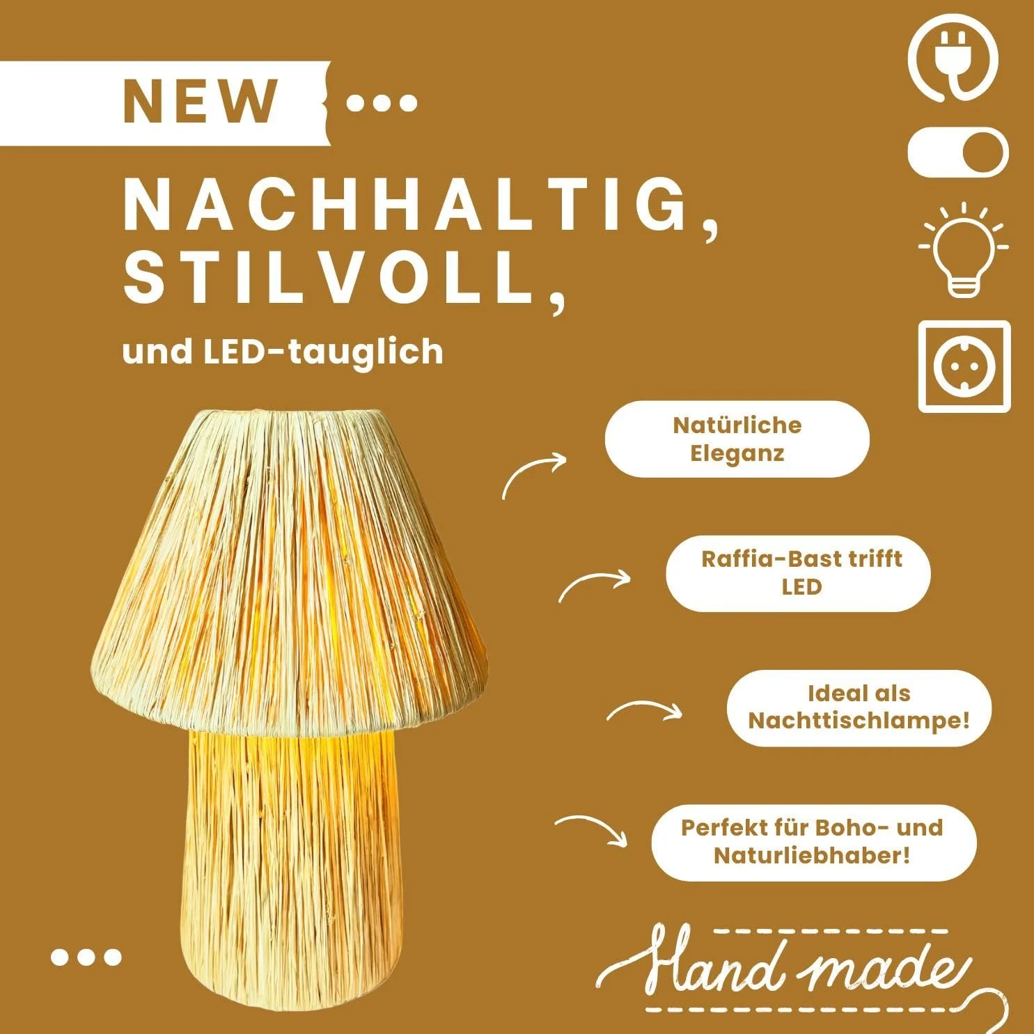 Настільна лампа Marrakech Morjan Boho рафія 40 см E27 Бежева, фото №6