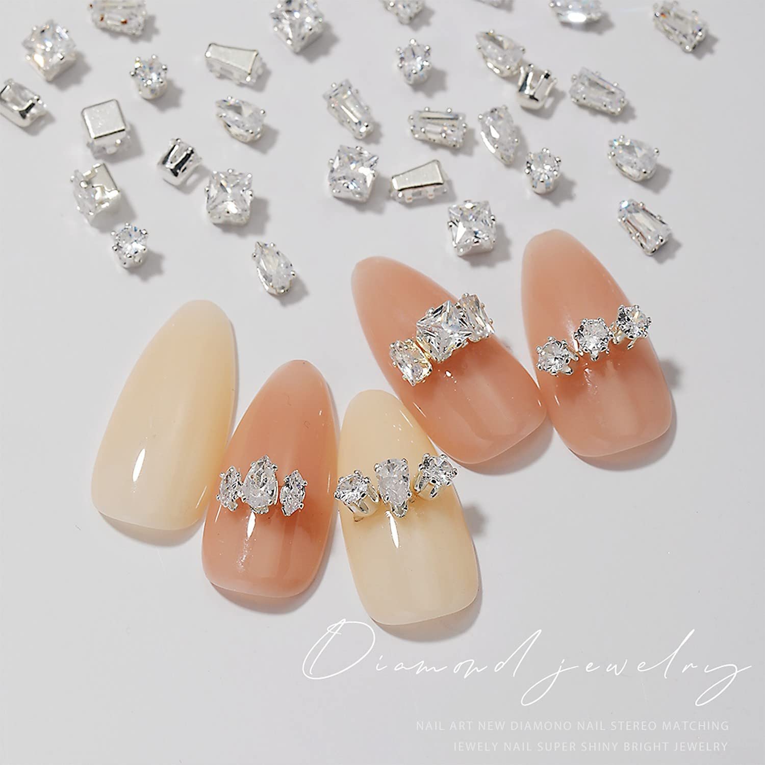 Подвеска для дизайна ногтей Серебряная Cubic Zirconia Металл Кристалл Ювелирные изделия Бриллианты для декора ногтей 3D, фото №3